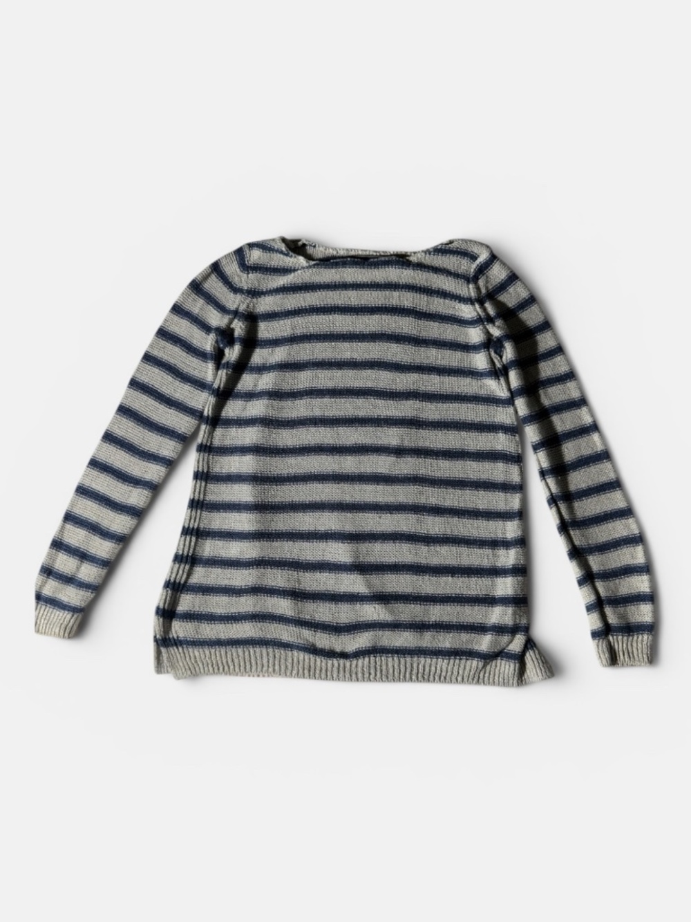 Vince Striped Boat Neck Knit Sweater XS Blue & Oatmeal - Picture 1 of 3